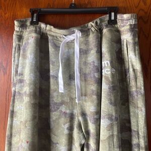 Peace Love World French Terry Camo Green Jogger Pants 1X